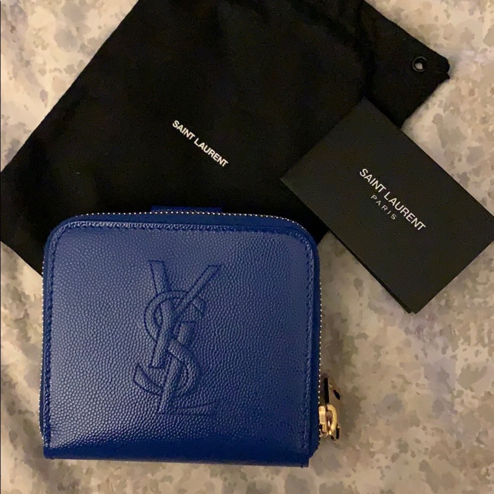 YSL Saint Laurent Blue Wallet - New
